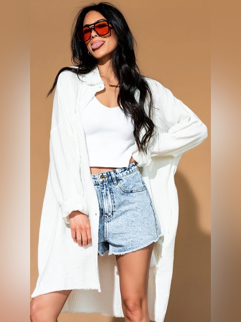 Dressed in Lala Made Me Do It Oversized Button Up in White